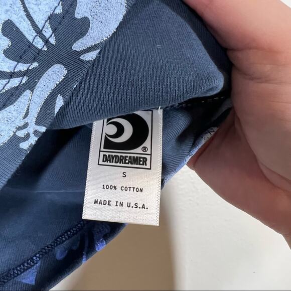 FREE PEOPLE NWT Hibiscus Shrunken Tank Top Coconut Girl Y2K Surf Tee Blue White - Picture 6 of 6